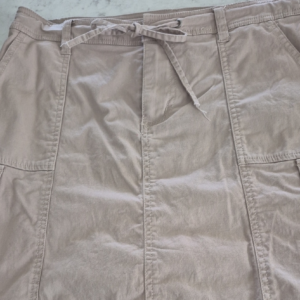 Beige Casual Skirt with Drawstring Built In Pant